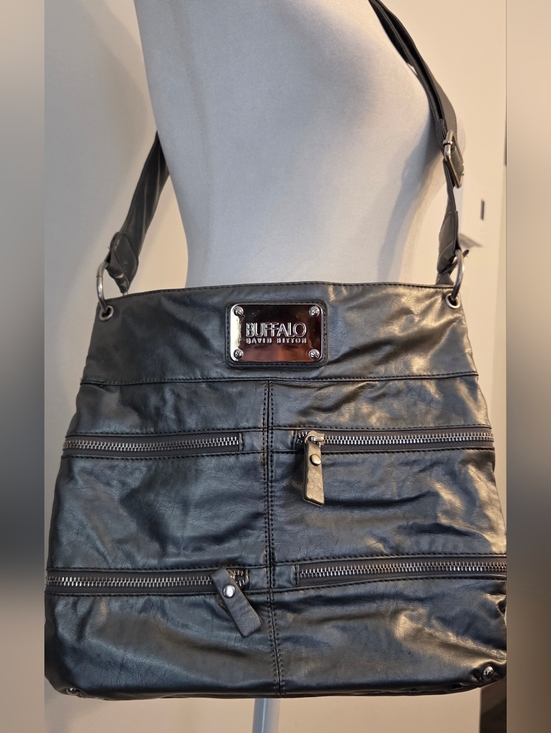 Buffalo David Bitton Handbags - Buffalo David Bitton Dark Silver Messenger Bag